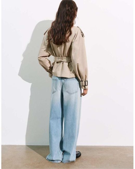Pull&Bear Natural Short Belted Trench Coat