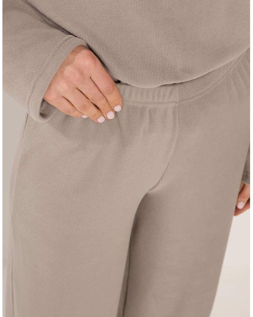 Long Tall Sally Natural Ribbed Wide Leg Trousers
