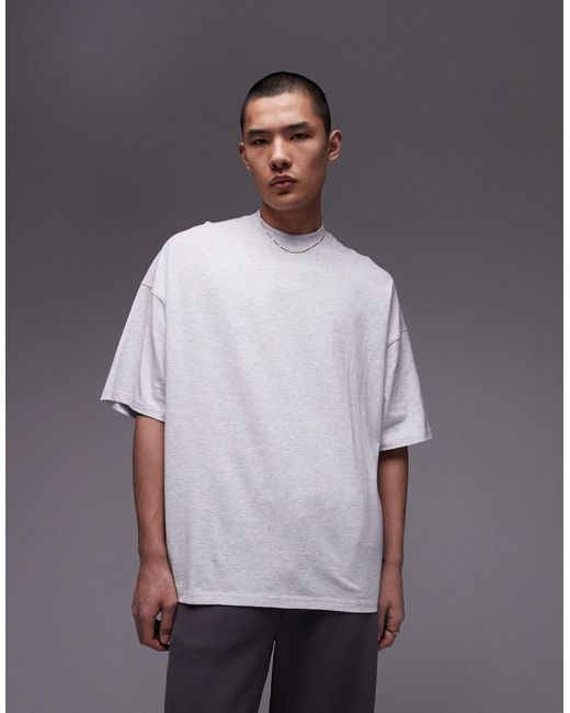 T-shirt super oversize ghiaccio mélange di Topman in Gray da Uomo