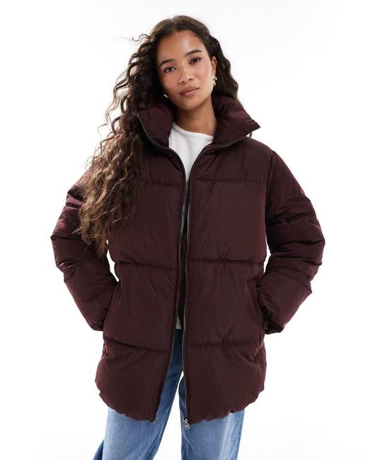 Miss Selfridge Halflang Puffer Jack in het Red