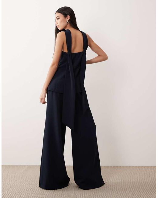 ASOS Blue Tailored High Waist Corset Detail Palazzo Trousers Co-Ord