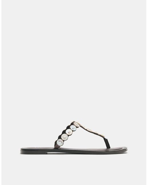 Pull&Bear Gray Flat Button Sandals