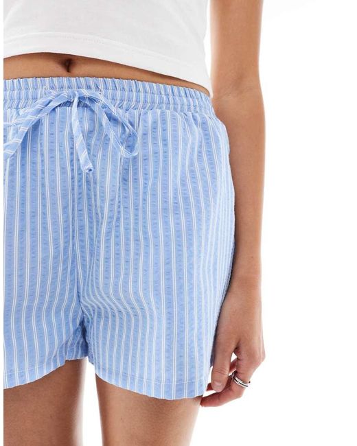 Pantaloncini Stile Boxer A Righe Con Vita Elasticizzata di Daisy Street in Blue
