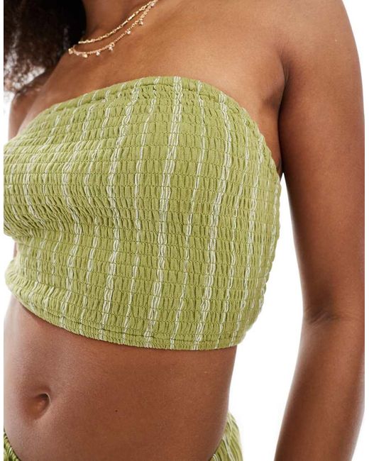 Wednesday's Girl Green Striped Bandeau Top
