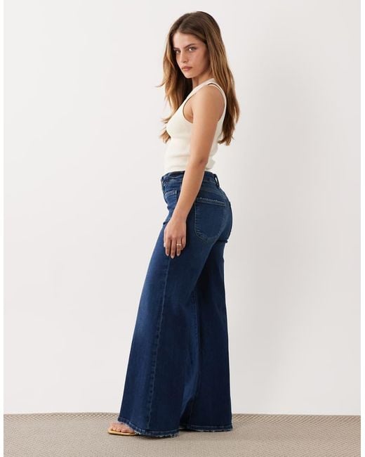Good American Petite Blue Soft Tech Good Waist Palazzo Jeans