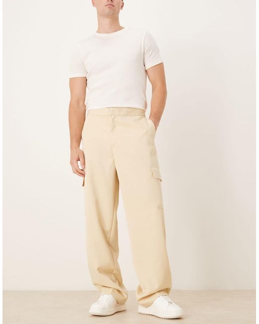Pantalones De Vestir Cargo Amarillo Pastel Sin Cierres De Pernera Ancha Con Pinzas Delanteras De ASOS de hombre de color Natural