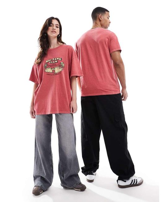 PRNT Red X Wu-Tang Clan Gravel Cartoon Relaxed Fit T-Shirt