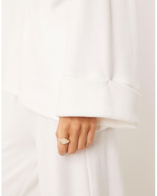 ASOS Natural Asymmetric Jumper With Turn Back Cuff