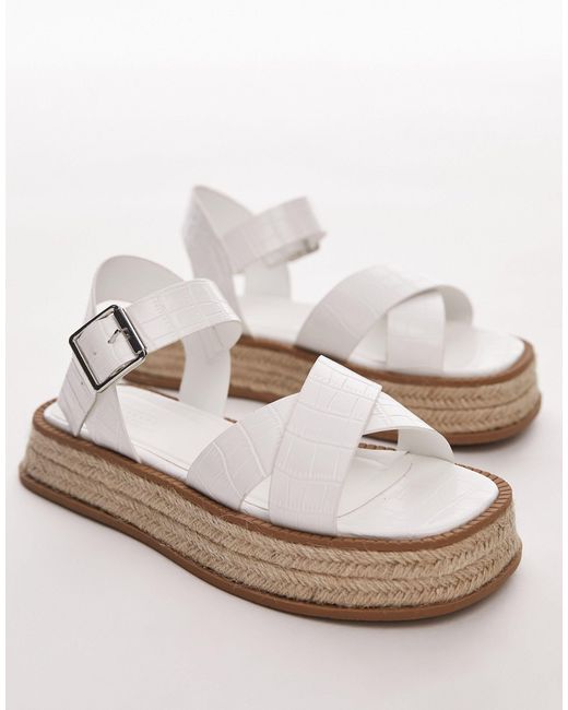 Sandalias blancas planas estilo alpargatas TOPSHOP de color Multicolor