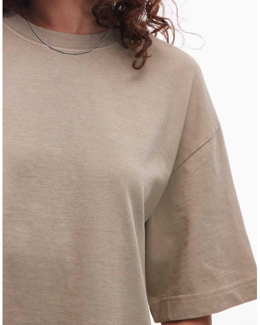 Mango Brown Cotton Premium Boxy Drop Sleeve T-shirt