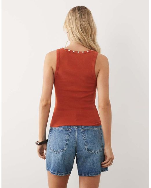 ASOS Orange Washed Stud Trim Racer Vest