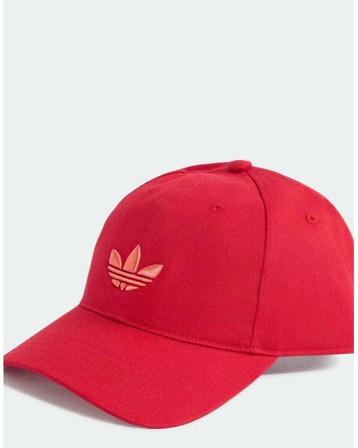 Adidas Originals Red Adicolor Classic Trefoil Baseball Cap