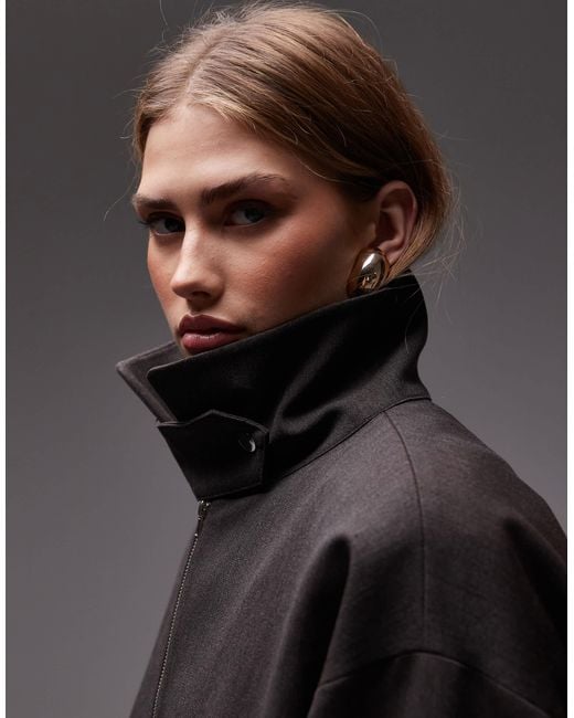 ASOS Black Drape Back Funnel Jacket