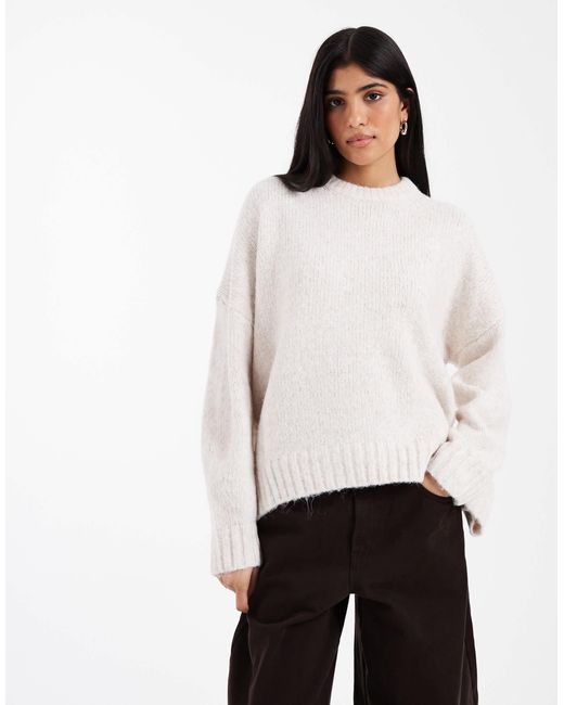 Pull oversize à col ras ASOS en coloris Pink