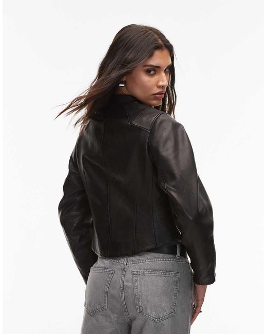 AllSaints Black Rayna Lamb's Leather Biker Jacket