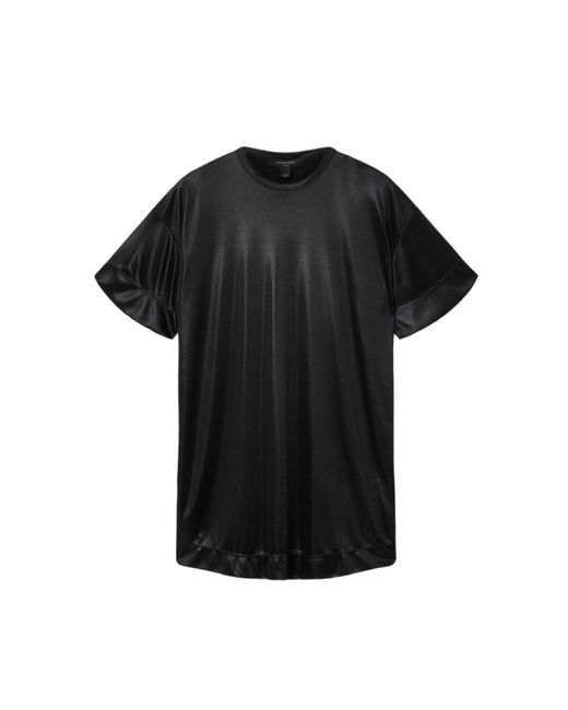 AllSaints Black – glänzendes t-shirt-kleid
