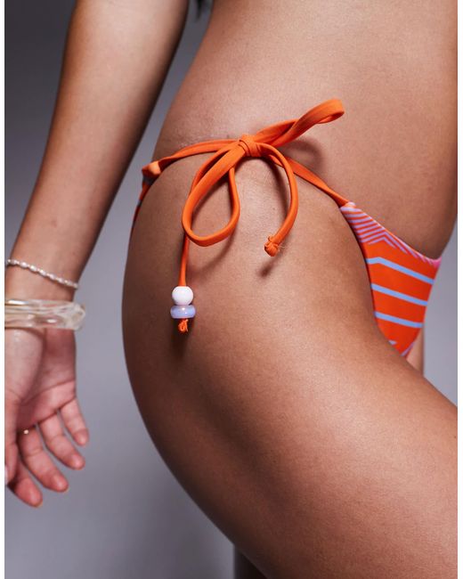 ASOS Orange Kate Beaded Tie Side Bikini Bottom