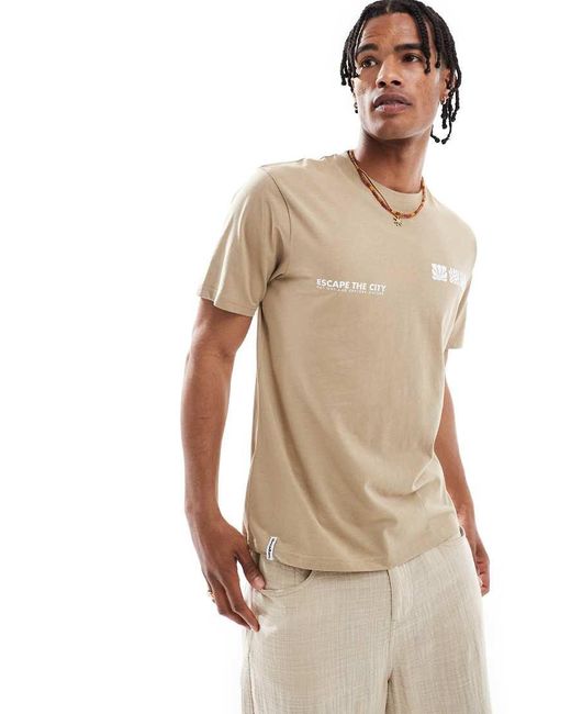 Threadbare T-Shirt Van 160Gsm Katoen Met Grafische Print Op De Achterkant in het Natural voor heren
