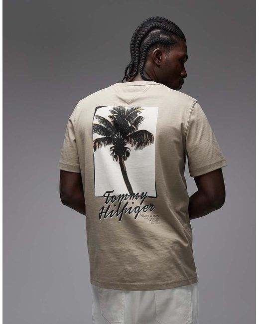 Tommy Hilfiger Gray Palm Photo Print T-Shirt for men