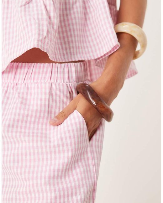 Vila Pink Gingham Shorts Co-Ord