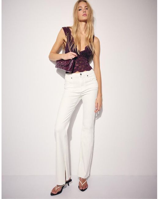 Stradivarius Purple Wide-strap Lace Top