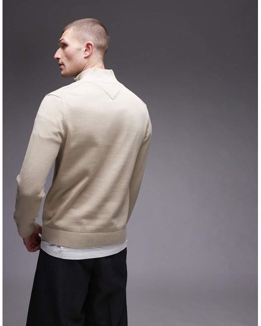 Tommy Hilfiger Brown Essential 1/4 Zip Sweater for men
