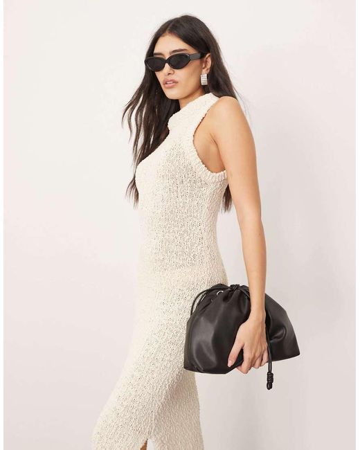 ARRANGE Natural Boucle Open Knit Racer Maxi Dress