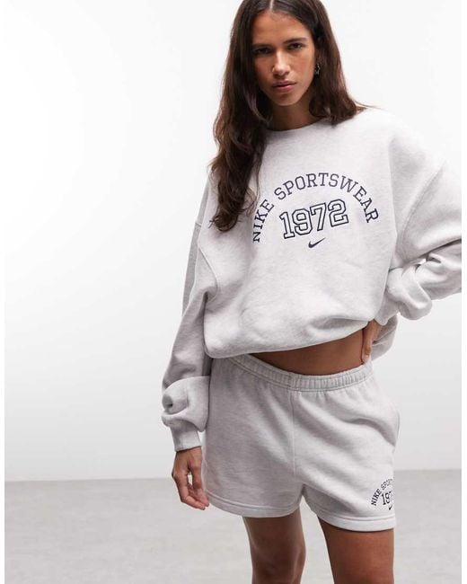 Nike White Studio Fleece Varsity Shorts