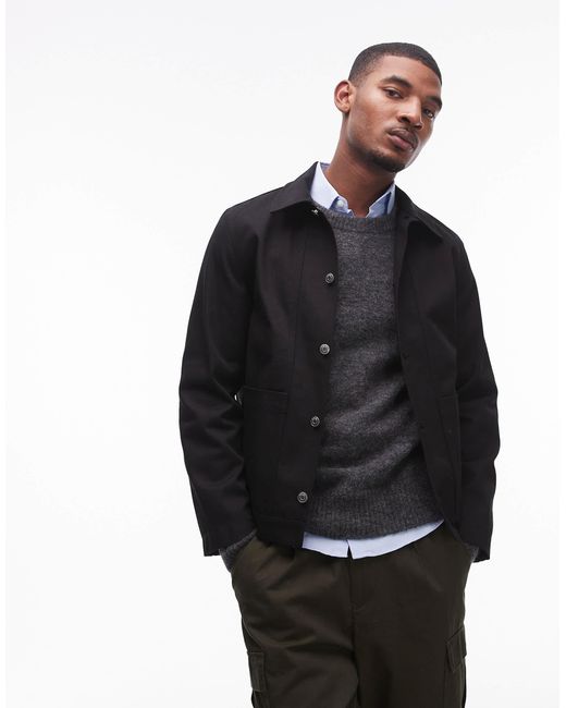 ARKET Black Heavy Twill Workwear Overshirt for men