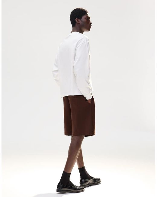 Bershka White Interlock Bermuda Shorts for men
