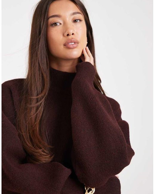 ASOS Brown Extreme Boxy Jumper With Funnel Neck
