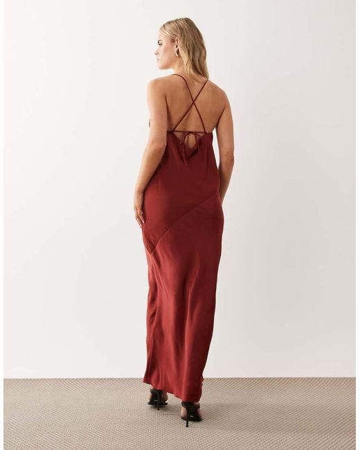 ASOS Brown Asos Design Petite Hybrid Satin Panel Cami Maxi Dress