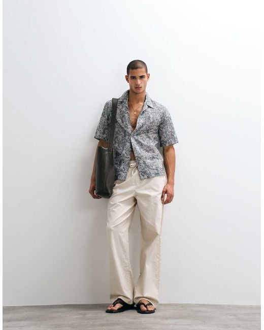 Mango Gray Retro Floral Shirt for men