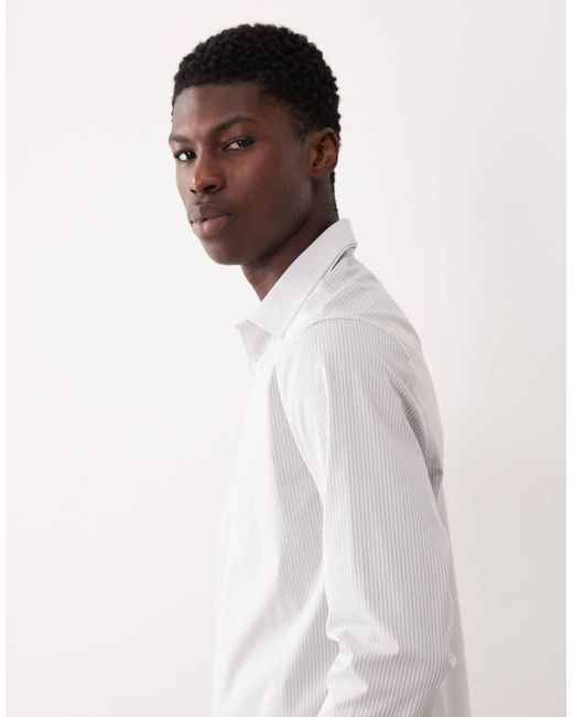 ASOS White Slim Fit Dress Shirt With Raised Texture for men