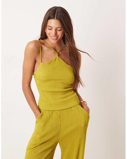 ASOS Green Co-Ord Textured Halter Neck Cami Top With Bead Detail