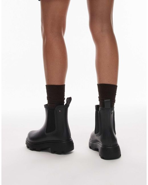 Tommy Hilfiger Black Tommy Hilfiger Flag Logo Gumboots With Lining