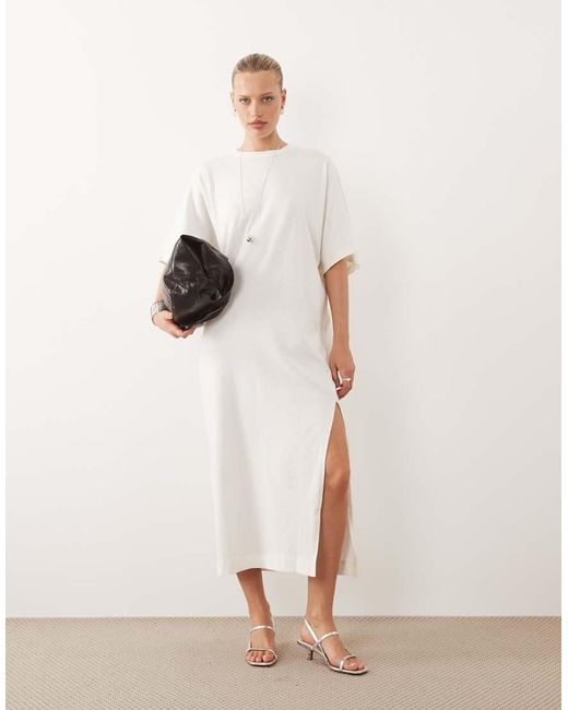 ASOS White Batwing T-shirt Midi Dress