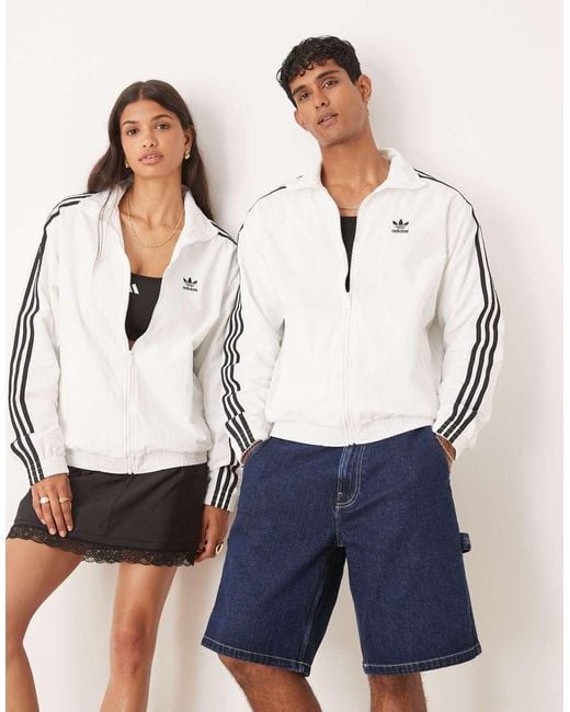 Chaqueta De Chándal Blanca De Tejido Liso Firebird De -Blanco Adidas Originals de color White