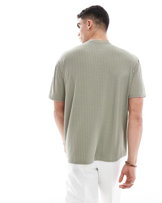 T-shirt côtelé décontracté ASOS pour homme en coloris Gray