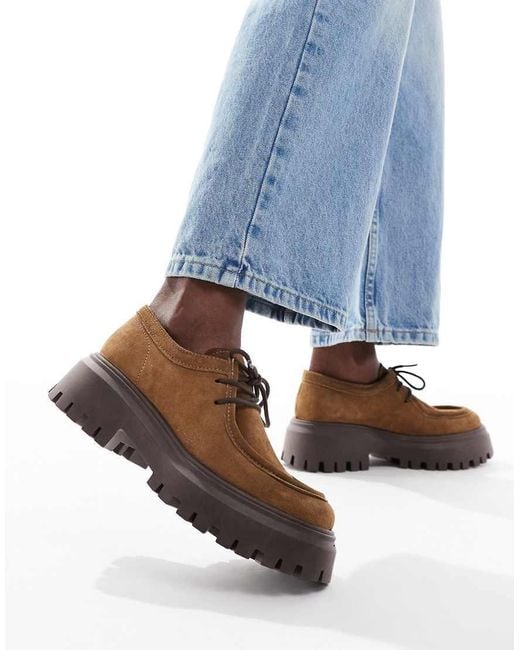 Schuh Blue Lyrica Chunky Moc Toe Lace Up Shoes