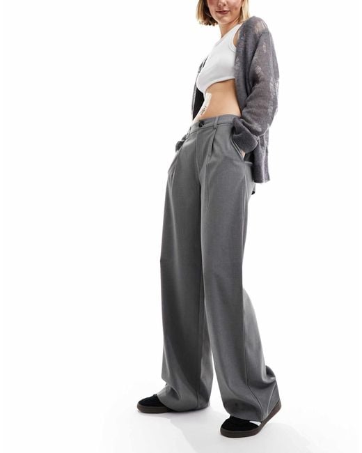 Stradivarius Tailored Wide Leg Dad Trouser in Grey | Lyst Australia