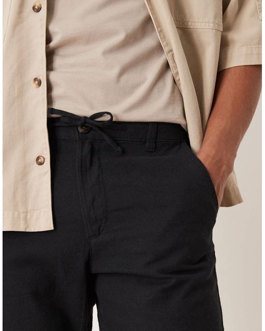 SELECTED Natural Linen Blend Shorts for men