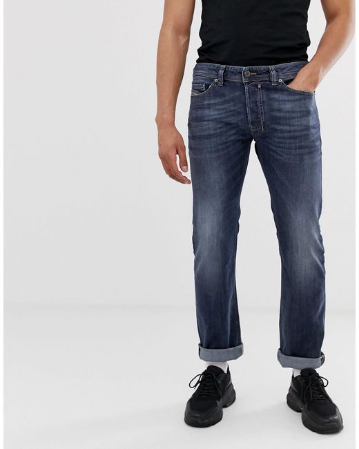 DIESEL Denim Straight Jeans in het Grijs voor heren Heren Kleding voor voor Jeans voor Jeans met rechte pijp 