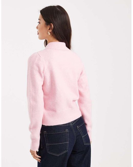 New Look Pink Collar Cardigan