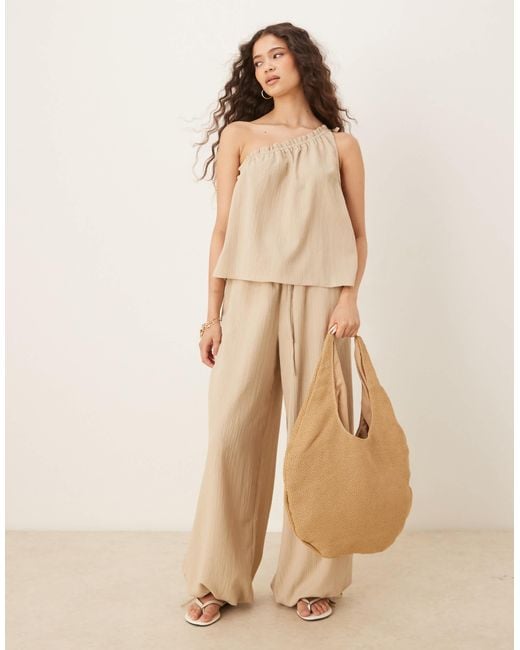ASOS Natural One Shoulder Top Co-ord