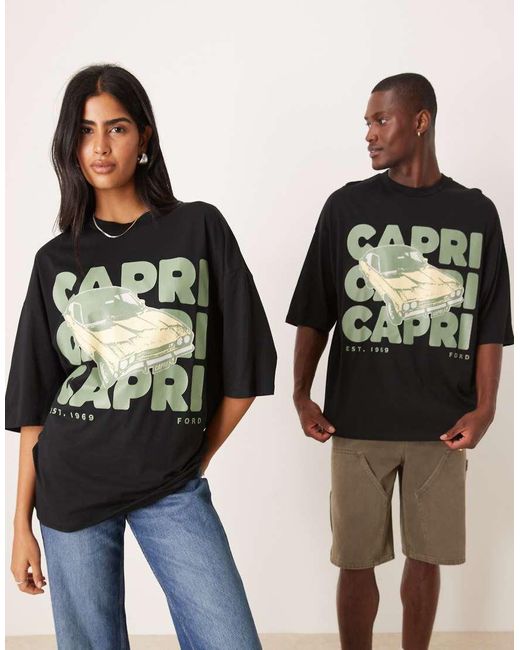 T-Shirt Oversize Nera Con Stampa "Ford" di ASOS in Black