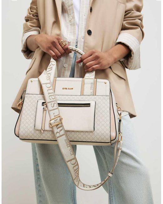 River Island Gray Webbing Front Tote Bag