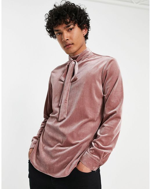 Chemise coupe classique en velours côtelé avec col lavallière ASOS pour  homme en coloris Rose | Lyst