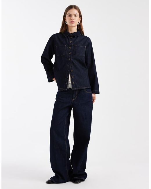 ASOS Blue Cinched Wrap Denim Shirt