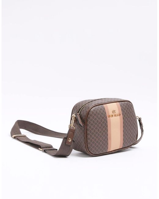 River Island Brown Ri Monogram Cross Body Camera Bag